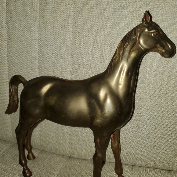 LARGE ANTIQUE LARGE BRASS STALLION HORSE SCULPTURE STATUE ART FIGURE - Picture 2 of 5